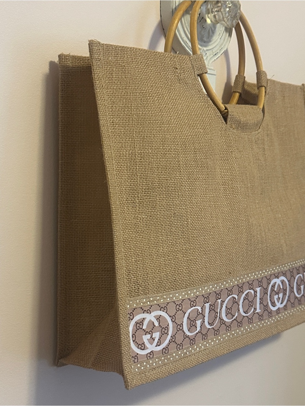 Summer Jute Tote with Bamboo handles - Picture 2 of 3